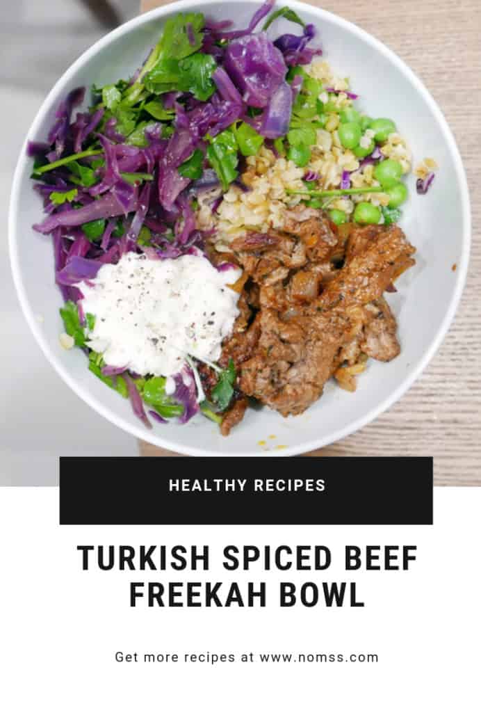 TURKISH SPICE BEEF FREEKAH BOWL NOMSS.COM FOOD RECIPE BLOG