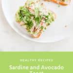 Quick and Easy Creamy Avocado Toast with Sardines. Umami-packed tasty snack with sources of vitamin B12 and nutrient-dense good fat! Nomss.com #avocadotoast #sardinerecipes #avocadotoastrecipe #sardineAvocadoToast #quicksnackideas #kidsnackshealthy #instanomss