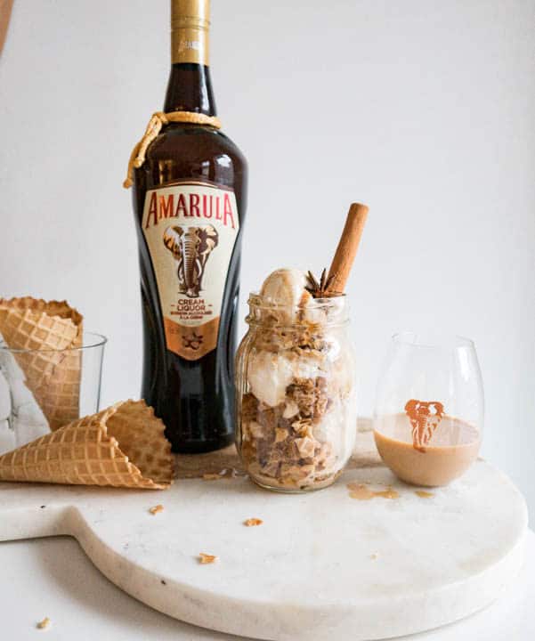 Amarula Cream Liqueur Spiked Chai Spice Ice Cream Parfait is just the dessert you are looking for. Enjoy it any time of day, to end date night at home, girls’ sleepover, post-dessert dessert, brunch, etc. It’s delicious decadent, sophisticated yet easy to toss together - all with a grown-up kick! #instanomss #icecreamrecipe #chaispiceicecream #nochurnicecreamrecipe #parfaitrecipe #Simpledessertideas #amarulafoodie #holidaydesserts