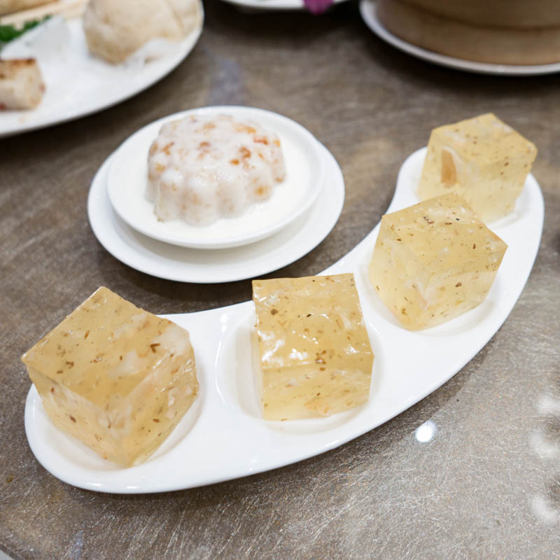 <!-- wp:paragraph --><p>Lychee & Sweet Olive Jello 桂花荔枝凍: One of my favourite Chinese cold dessert made with Lychee and Osmanthus flowers.</p><!-- /wp:paragraph --><!-- wp:paragraph --><p>Peach Resin Cake 養顏清甜桃膠糕: This mild-tasting coconut pudding is made with <span data-tasty-link-href="https://amzn.to/3xuE87a" class="tasty-link">peach gum</span>/resin, a popular ingredient for collagen.</p><!-- /wp:paragraph -->