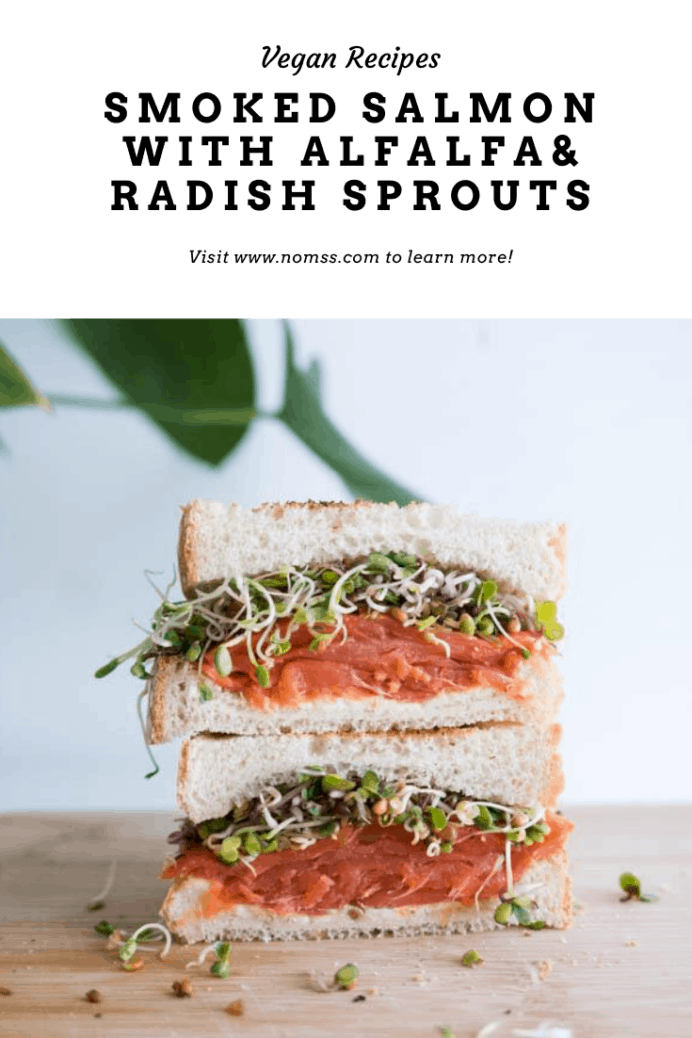 This supersized smoked salmon sandwich with sprouts, and creamy dill cream cheese is perfect for brunch or afternoon tea. Most grocery stores sell pre-sliced smoked salmon and cream cheese, which makes this recipe super easy! Top it with some homegrown alfalfa sprouts, capers and thinly sliced red onions for an extra layer of delicious crunch!#sandwich #smokedsalmonsandwich #afternoonteasandwich #teasandwich #lox #bagelparty #brunchrecipes #easysandwiches #instanomss