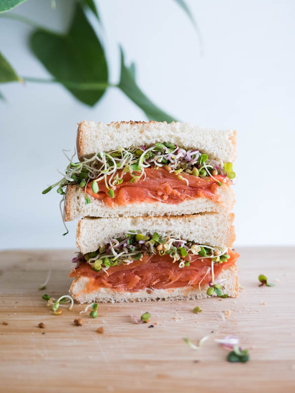 Smoked Salmon cream cheese Sprouts Sandwich