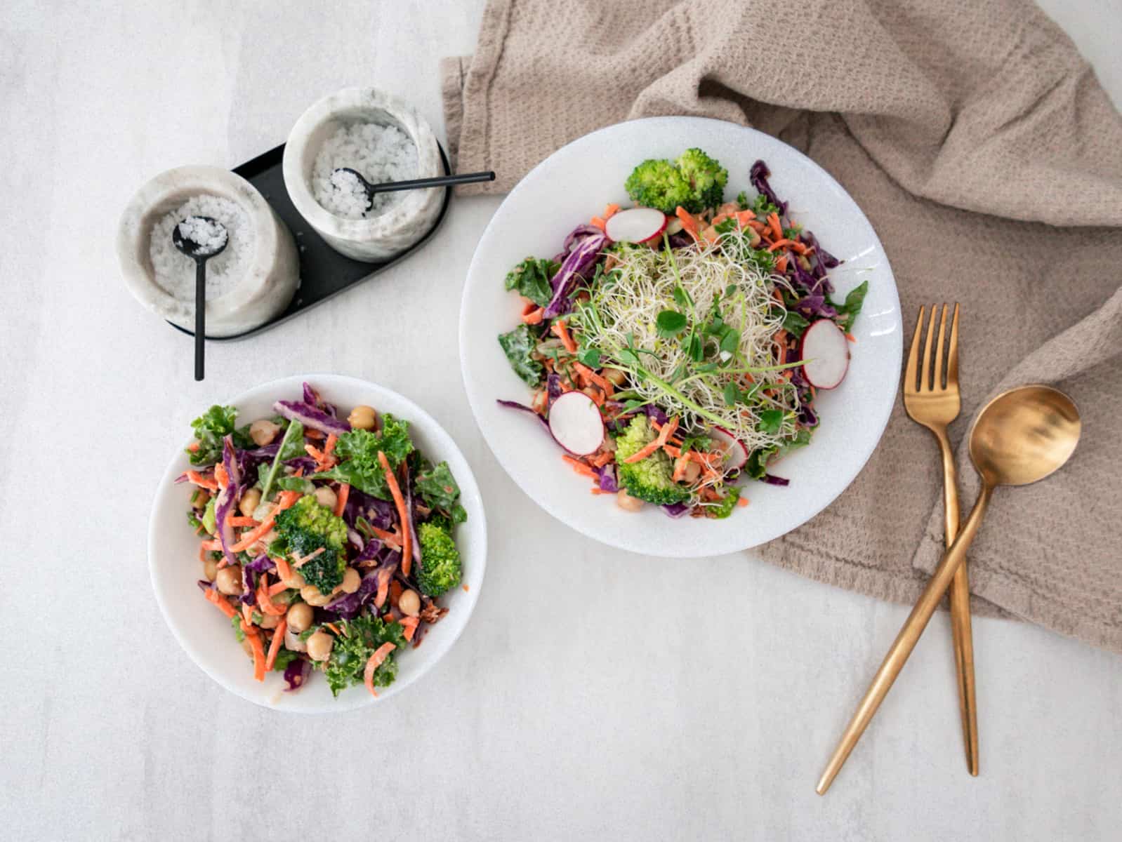 Easy Kale Salad Recipe with Carrots and Purple Cabbage Slaw