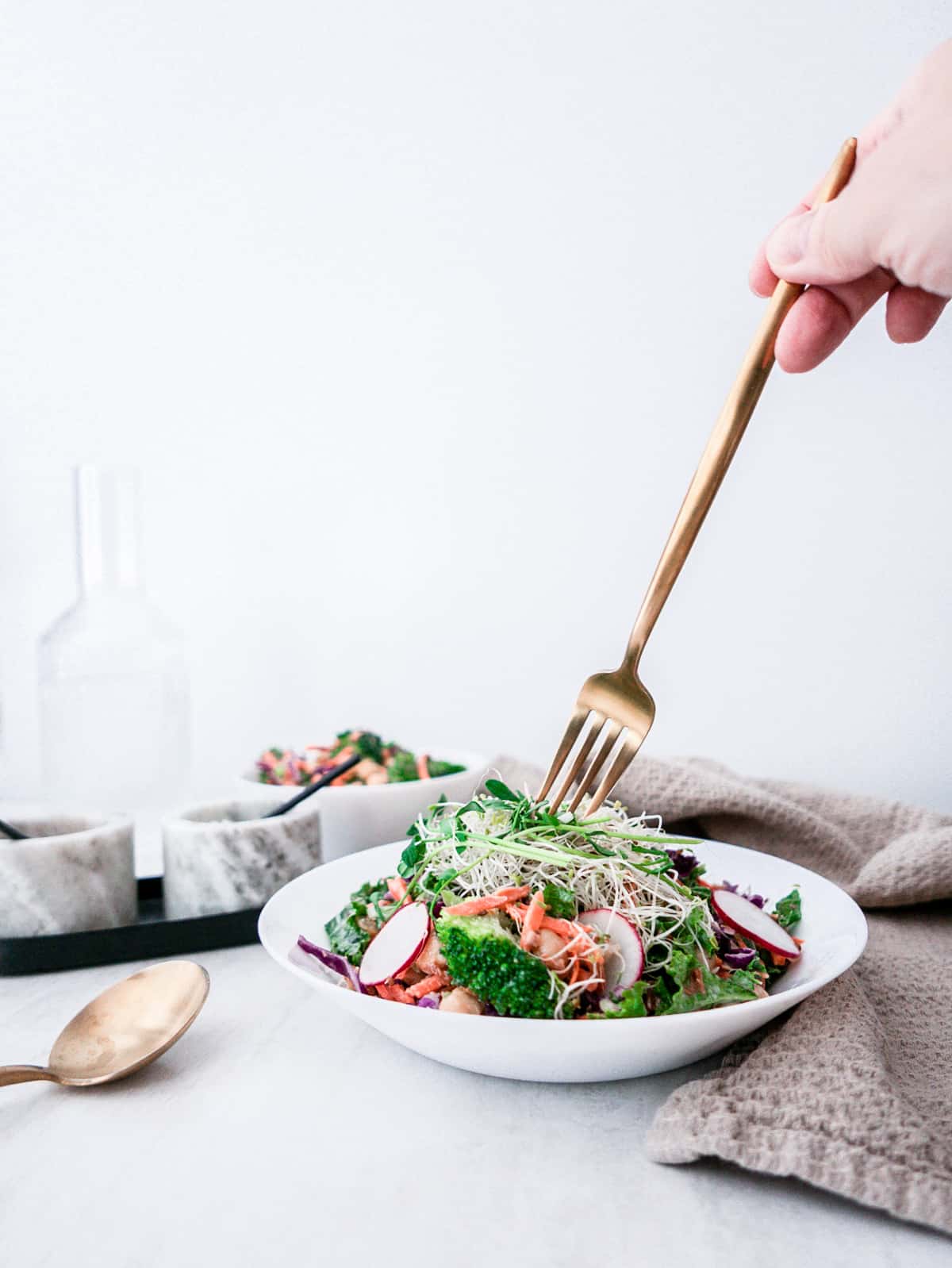 Easy Kale Salad Recipe with Carrots and Purple Cabbage Slaw