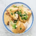 蒸沙薑雞 Easy Steamed Chicken with Sand Ginger Powder with green onions and minced ginger dipping sauce