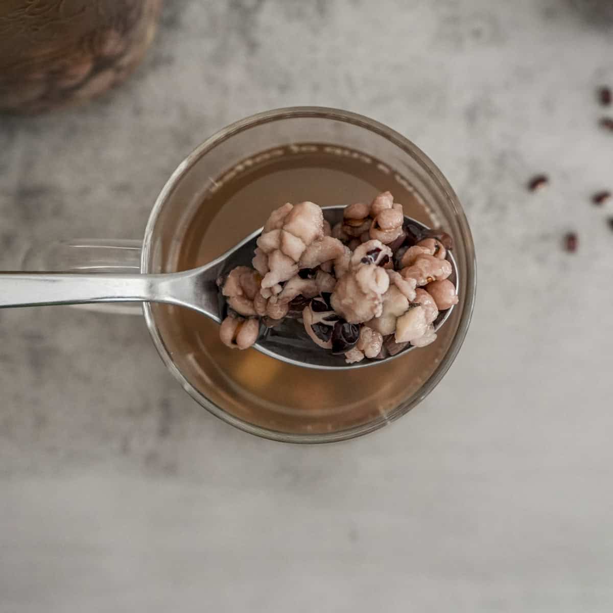 Traditional Chinese summer detox soup ingredients adzuki beans jobs tears poria mushroom