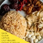 Autumn dryness relief TCM lotus seed lily snow fungus dessert in ceramic bowl for seasonal wellness