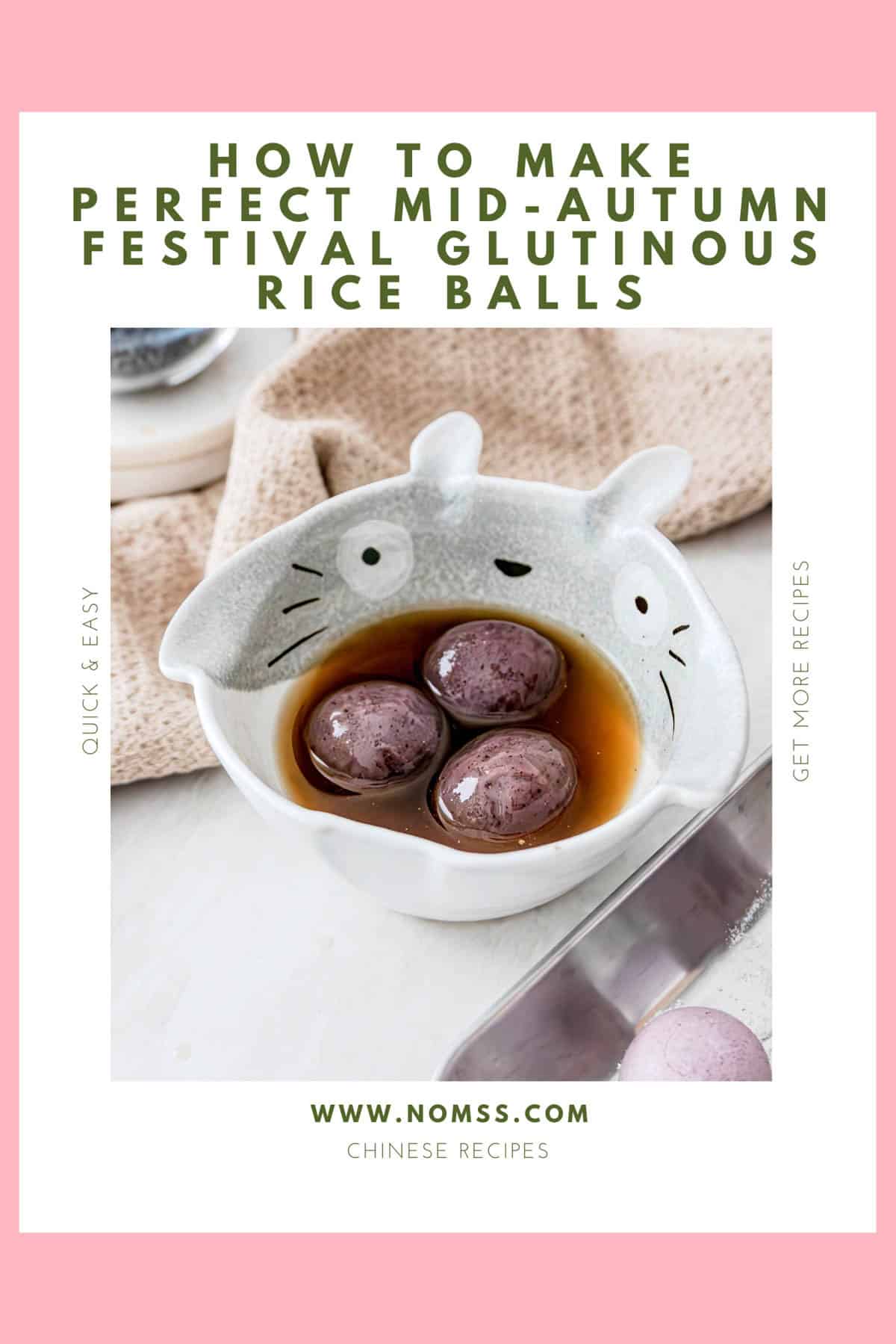 Black sesame tang yuan glutinous rice balls in ceramic bowls with warm ginger broth for Mid-Autumn Festival