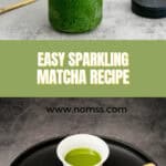 Sparkling matcha recipe with San Pellegrino showing green gradient layers and natural foam