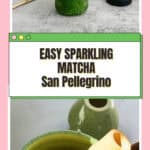 Sparkling matcha recipe with San Pellegrino showing green gradient layers and natural foam