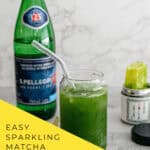 Matcha powder and San Pellegrino sparkling water ingredients for easy recipe