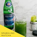 Matcha powder and San Pellegrino sparkling water ingredients for easy recipe