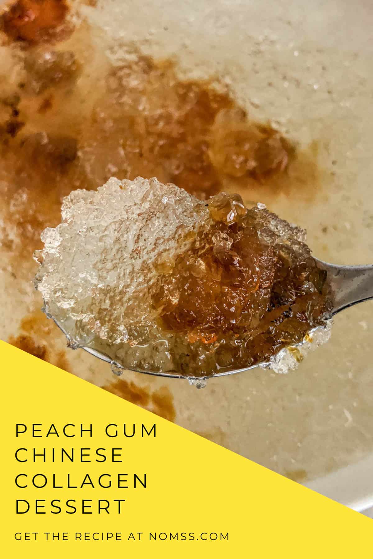 Soaked peach gum AND SNOW NEST SWALLOW expanded to translucent jelly-like pieces in bowl