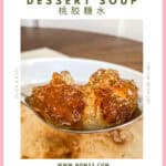 Soaked peach gum expanded to translucent jelly-like pieces in bowl