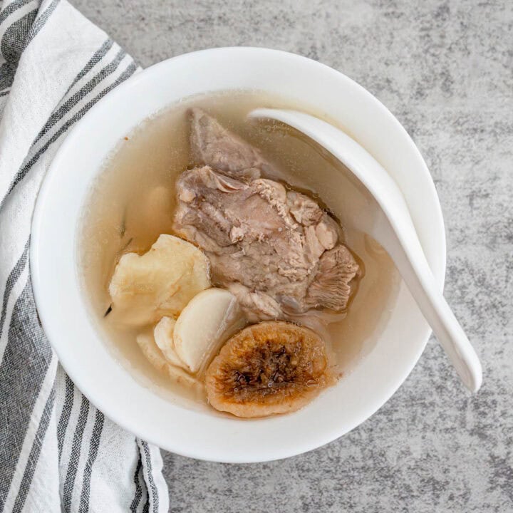 Close-up of finished sea coconut soup showing clear broth and tender ingredients for hormonal balance