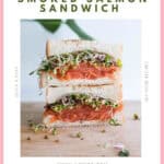 Open face smoked salmon sandwich topped with sprouts, red onion and capers