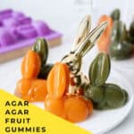 Kid-friendly vegan gummy bears in Easter bunny shapes in glass jar no gelatin no artificial colours