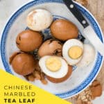 Three-method collage showing Chinese tea leaf eggs cooked stovetop, sous vide, and in the Instant Pot, with text overlay reading how to make marbled tea eggs at home.
