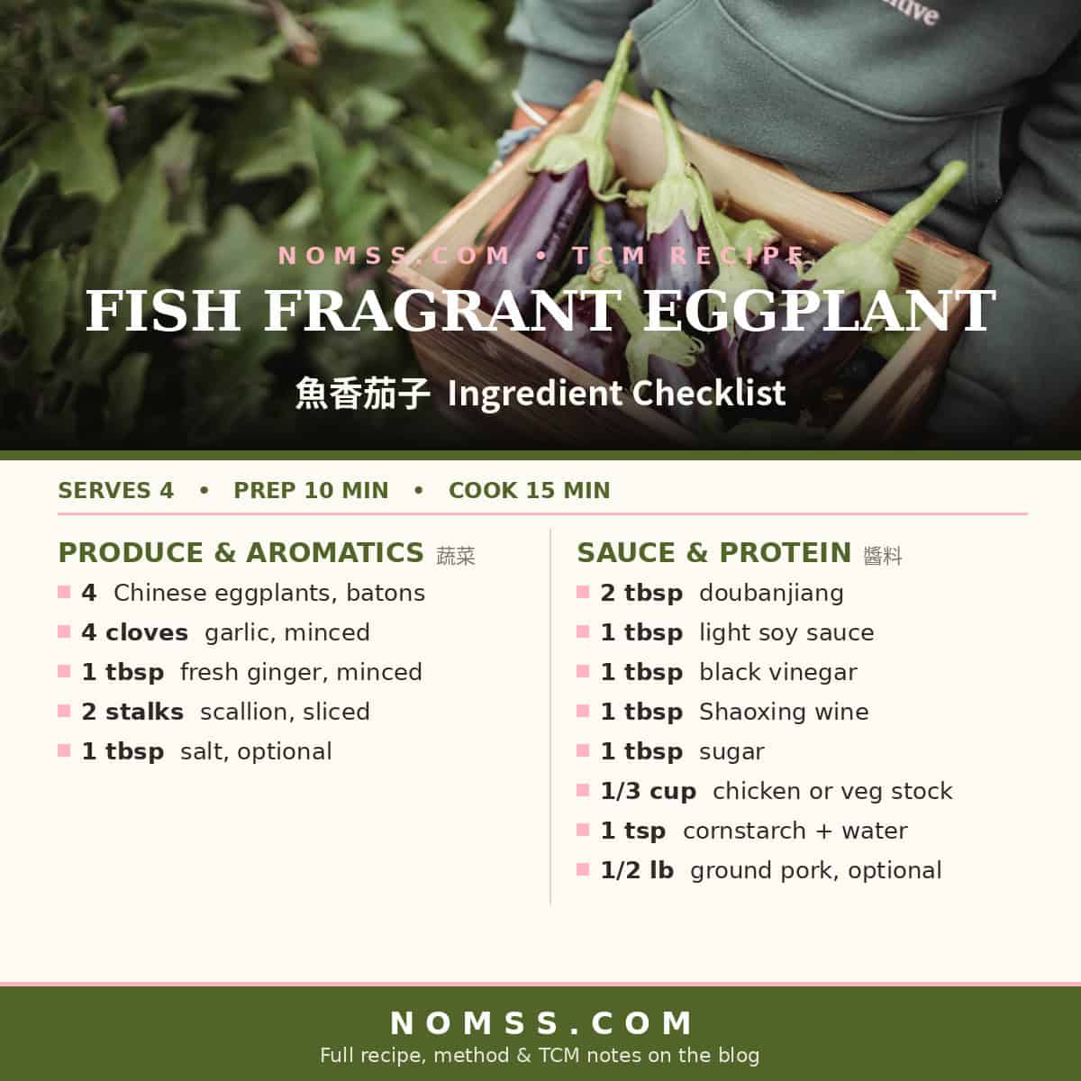 Fish Fragrant Eggplant Recipe stir fry ingredient shopping list