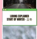 Tall collage pairing dry stalks in a frosty field with golden sunlight over icy grasses. The centre panel reads “Winter Food Traditions, A Guide to 補冬,” with pink borders and green accents.